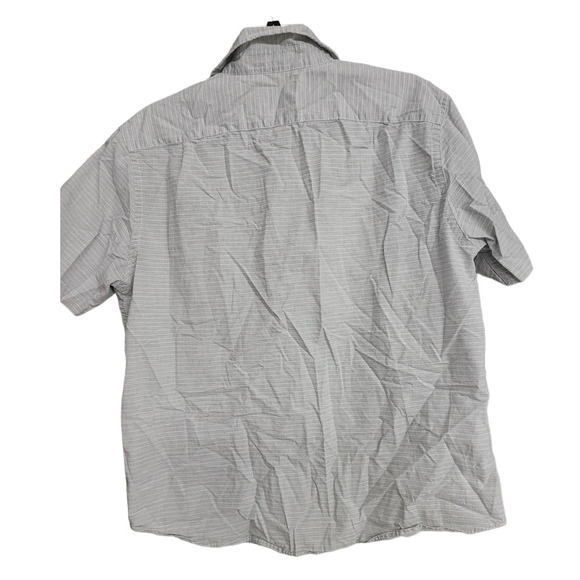 Goodfellow & Co. Men's Gray & White Striped Short Sleeve Button Up - Large - Picture 2 of 3